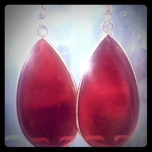 Red teaedrop earrings